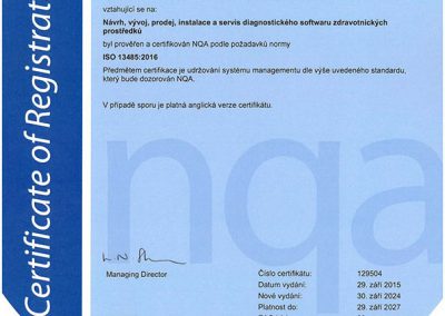 Certifikát ICZ ISO 13485 cz
