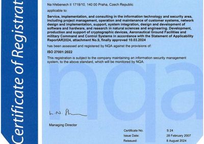 Certifikát ICZ a.s. ISO 27001 en