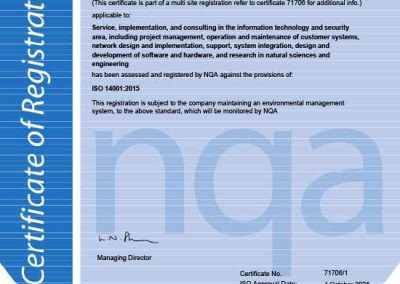 Certificate ISO 14001 ICZ.INFRA a.s. en