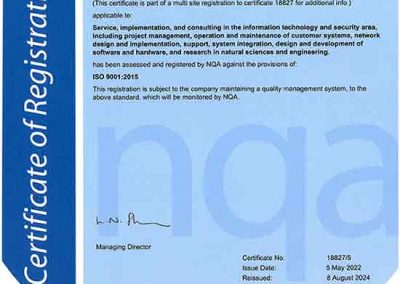 Certificate ISO 9001 D.ICZ Slovakia a.s. en