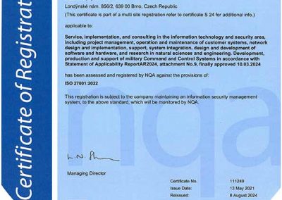 Certificate ISO 27001 DELINFO en