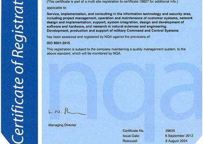 Certificate ISO 9001 DELINFO en