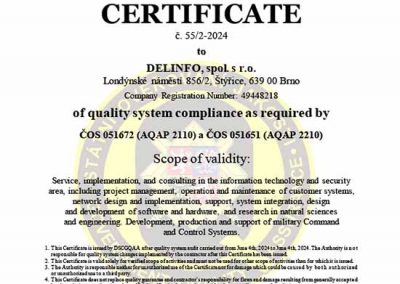 Certificate AQAP DELINFO en