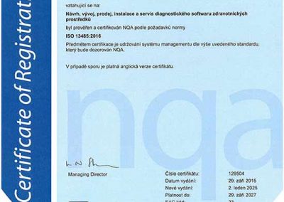Certifikát ISO 13485 pro ICZ.HEA a.s.
