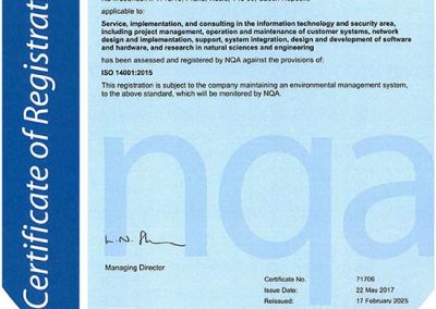 Certificate ISO 14001 ICZ Services a.s.