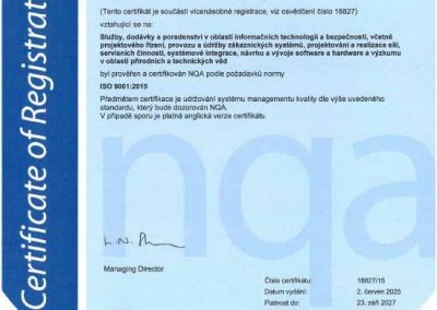 Certifikát ISO 9001 pro ICZ.Logistika s.r.o.