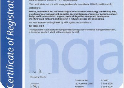 Certificate ISO 14001 ICZ Slovakia a.s. en